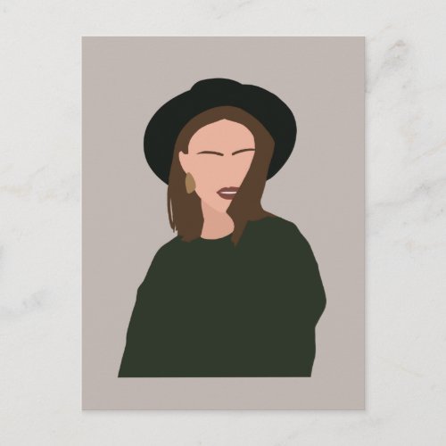 Modern Minimalist Abstract Girl in Hat Poster Postcard