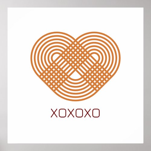 Modern Minimalist Abstract Heart in Orange Poster