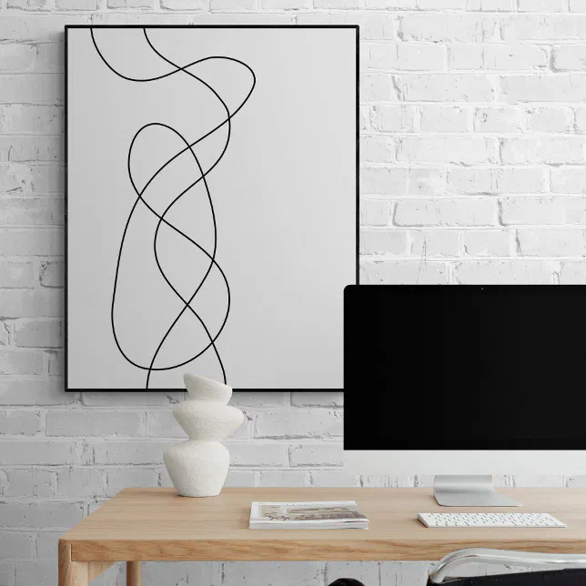 Modern Minimalist Abstract Line Art Drawing Poster
