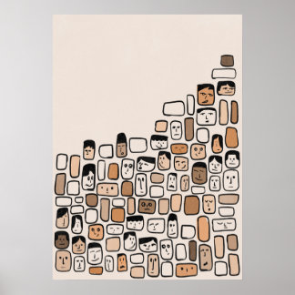 Modern Minimalist Abstract Line Face Art Poster