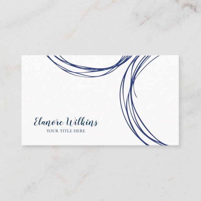 Modern Minimalist Abstract Navy Blue & White Business Card (Front)