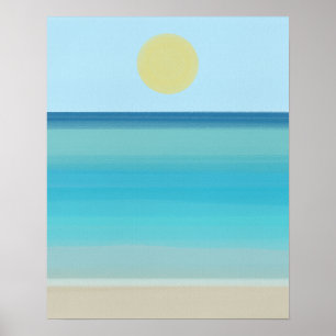 Modern Minimalist Abstract Ocean Sandy Beach Poster