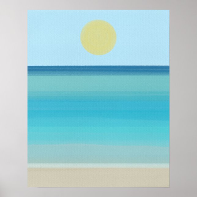 Modern Minimalist Abstract Ocean Sandy Beach Poster (Front)