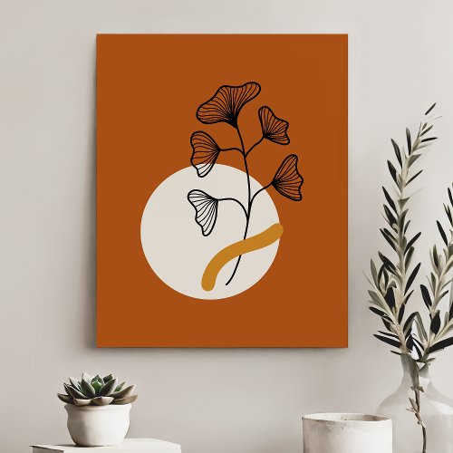 Modern Minimalist Abstract Shapes And Plant Faux Canvas Print