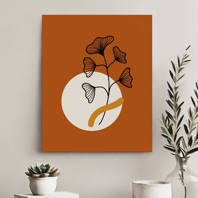 Modern Minimalist Abstract Shapes And Plant Faux Canvas Print (Creator Uploaded)