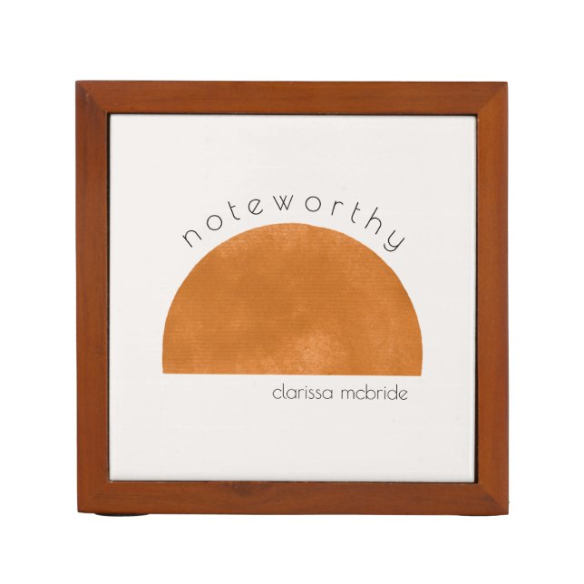 Modern Minimalist Abstract Sun Personalized  Desk Organizer (Front)