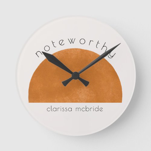 Modern Minimalist Abstract Sun Personalized  Round Clock