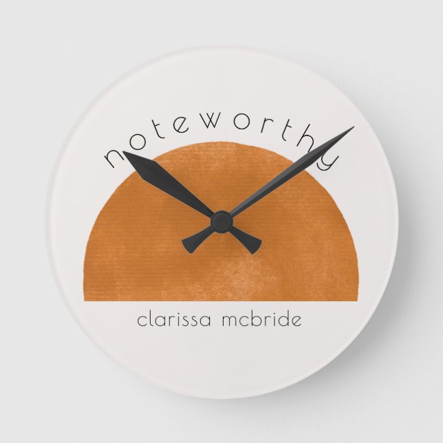 Modern Minimalist Abstract Sun Personalized  Round Clock (Front)