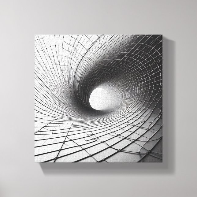 Modern Minimalist Abstract Wireframe Tunnel - 3D  Canvas Print (Front)