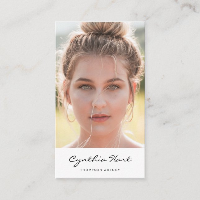 Modern minimalist actress model photo business card (Front)