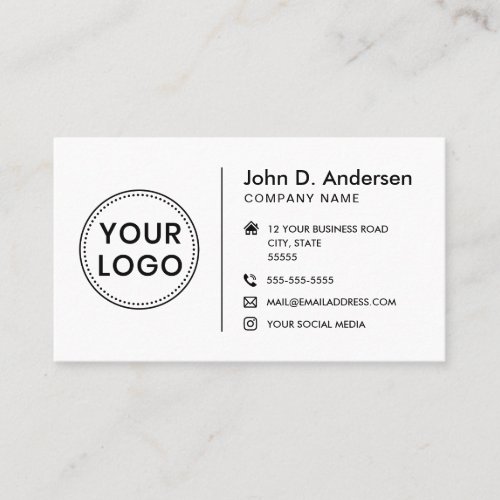 Modern minimalist add logo social media icons business card