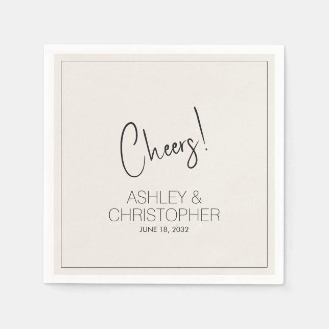 Modern Minimalist Alabaster Wedding Napkins (Front)