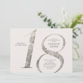 Modern minimalist all white party 18th birthday invitation (Standing Front)