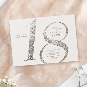 Modern minimalist all white party 18th birthday invitation