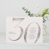 Modern minimalist all white party 30th birthday invitation (Standing Front)