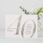 Modern minimalist all white party 40th birthday invitation (Standing Front)