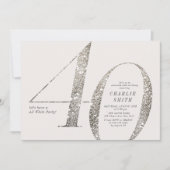 Modern minimalist all white party 40th birthday invitation (Front)
