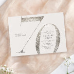 Modern minimalist all white party 70th birthday invitation<br><div class="desc">Modern minimalist 70th birthday party invitation features stylish faux cream white glitter number 70 and your party details in charcoal black classic serif font on light cream background, simple and elegant, great adult milestone all white birthday party invitation. the background color can be changed to any color of your choice....</div>