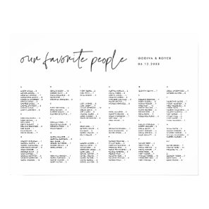 Modern Minimalist Alphabetical seating chart