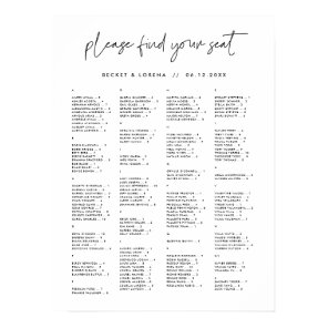 Modern Minimalist Alphabetical seating chart