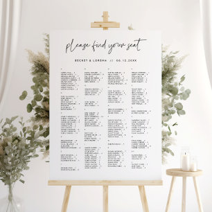 Modern Minimalist Alphabetical Seating Chart Sign