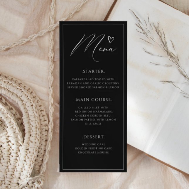 Modern Minimalist and Chic Black and White Wedding Menu (Creator Uploaded)