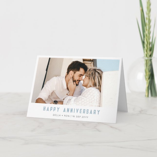 Modern Minimalist Anniversary Photo Greeting Card (Front)