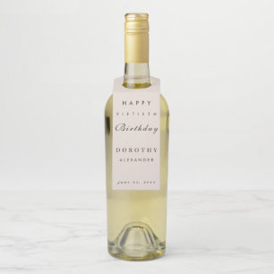 Modern Minimalist ANY Milestone Adult Birthday Bottle Hanger Tag