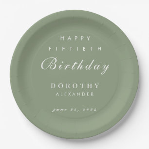 Modern Minimalist ANY Milestone Adult Birthday Paper Plates