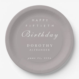 Modern Minimalist ANY Milestone Adult Birthday Paper Plates