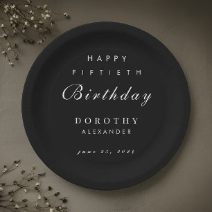 Modern Minimalist ANY Milestone Adult Birthday Paper Plates