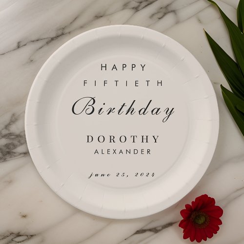 Modern Minimalist ANY Milestone Adult Birthday Paper Plates