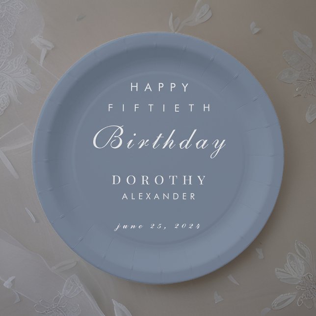 Modern Minimalist ANY Milestone Adult Birthday Paper Plates (Creator Uploaded)