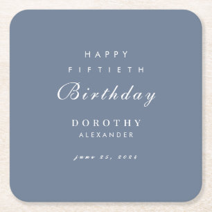 Modern Minimalist ANY Milestone Adult Birthday Square Paper Coaster