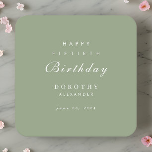 Modern Minimalist ANY Milestone Adult Birthday Square Paper Coaster