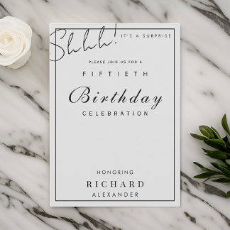 Modern Minimalist ANY Milestone Surprise Birthday Invitation