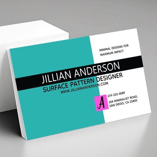 Modern Minimalist Aqua and Black Business Card