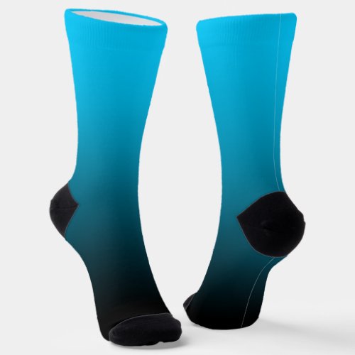 Modern Minimalist Aqua Blue Black Gradient Socks