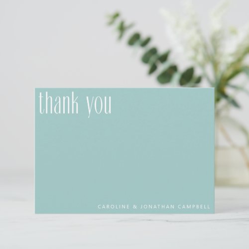 Modern Minimalist Aqua Blue Custom Wedding Thank You Card