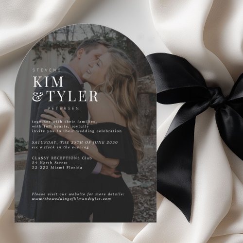Modern minimalist arch 2 photo wedding invitation