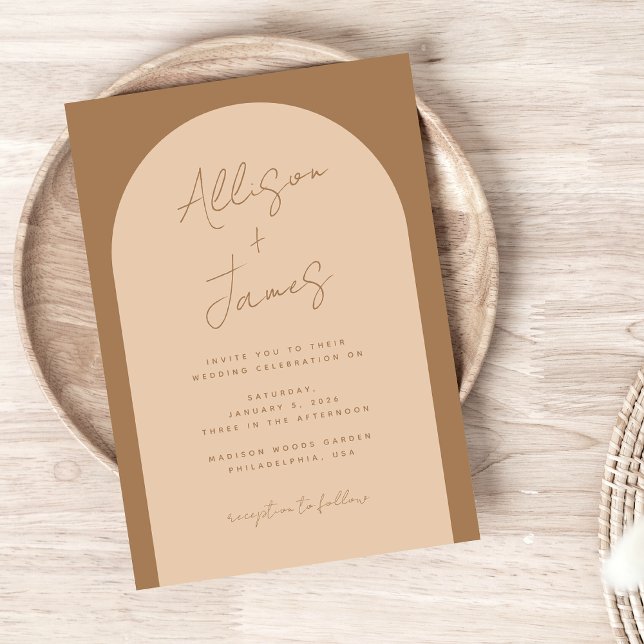 Modern Minimalist Arch Boho Wedding Invitation (Creator Uploaded)