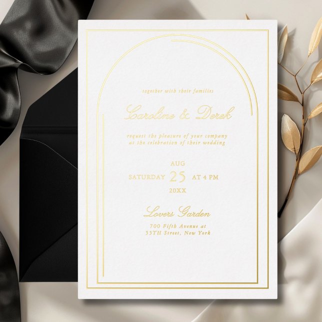 Modern Minimalist Arch Border Wedding  Foil Invitation (Modern Minimalist Arch Border Wedding Foil Invitation. Avaible in Gold, Rose-Gold & Silver.)