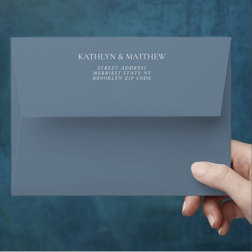Modern Minimalist Arch Dusty Blue Wedding Envelope