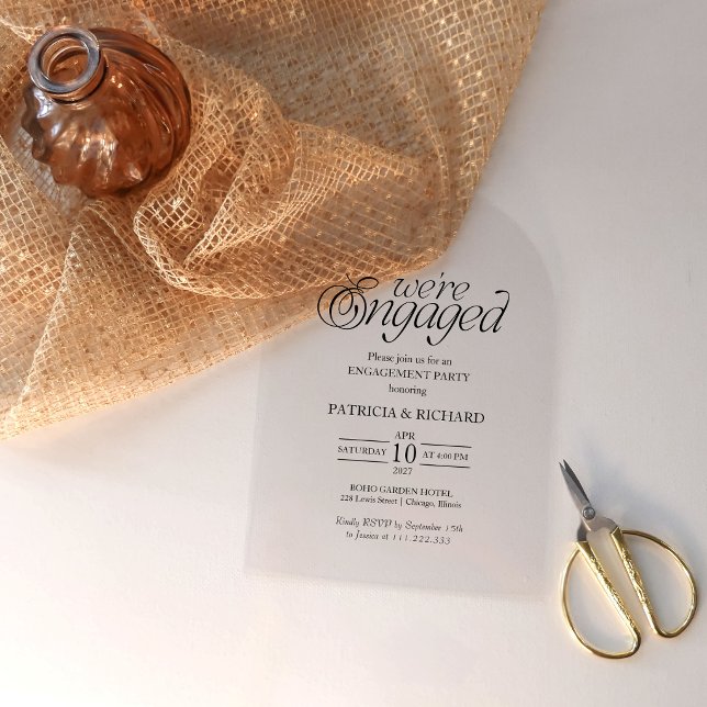 Modern Minimalist Arch Engagement Party Acrylic Invitations (Creator Uploaded)
