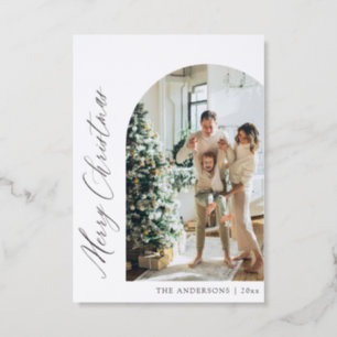 Modern Minimalist Arch Merry Christmas Holiday Letterpress Photo Cards