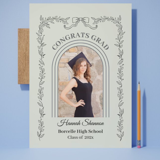 Modern Minimalist Arch Photo Class of 2026 Announcement (Modern Minimalist Arch Photo Graduation Announcement Card 2026)