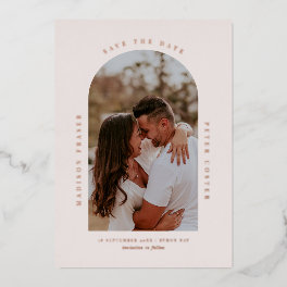 Modern minimalist arch photo Foil Invitation