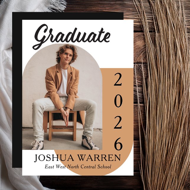 Modern Minimalist Arch Photo Graduation 2026 Announcement (Modern Minimalist Arch Photo "Graduate" Graduation 2026 Announcement -- Print | Digital)