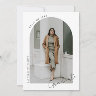 Modern Minimalist Arch Photo Graduation Party Invitation