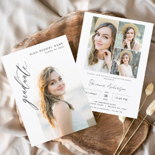 Modern Minimalist Arch Photo Graduation Party Invitation